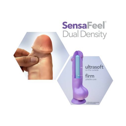 Au Naturel 7 In. Sensa Feel Fat Boy Posable Dual Density Dildo Beige - Image 7