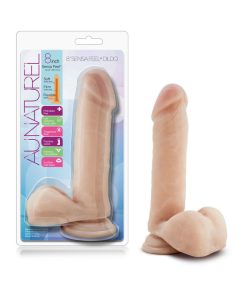 Au Naturel 8 In. Posable Dual Density Dildo With Balls Beige