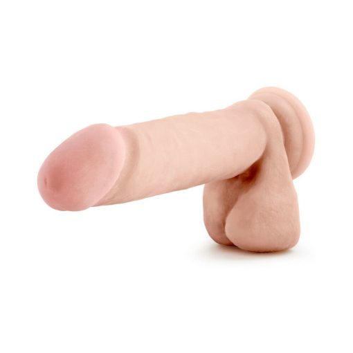 Au Naturel 8 In. Posable Dual Density Dildo With Balls Beige - Image 4