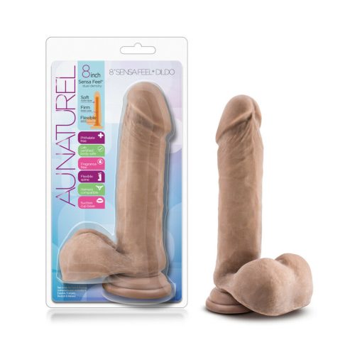 Au Naturel 8 In. Posable Dual Density Dildo With Balls Tan