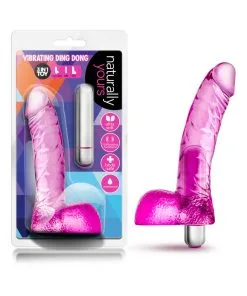 Naturally Yours Vibrating Ding Dong 6.5 In. Dildo With Balls & Vibrator Pink