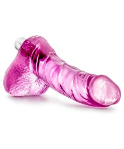 Naturally Yours Vibrating Ding Dong 6.5 In. Dildo With Balls & Vibrator Pink