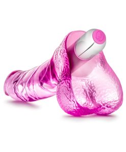 Naturally Yours Vibrating Ding Dong 6.5 In. Dildo With Balls & Vibrator Pink