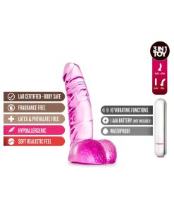 Naturally Yours Vibrating Ding Dong 6.5 In. Dildo With Balls & Vibrator Pink
