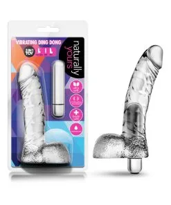 Naturally Yours Vibrating Ding Dong With Balls 6.5 In. Clear