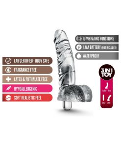 Naturally Yours Vibrating Ding Dong With Balls 6.5 In. Clear