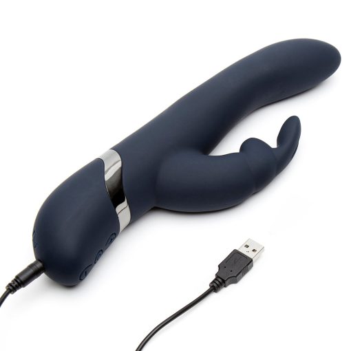Fifty Shades Darker Oh My Rechargeable Silicone Rabbit Vibrator Slate Blue - Image 4