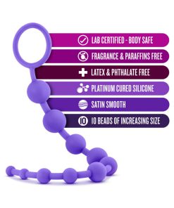 Luxe Silicone 10 Beads For Anal Play Purple