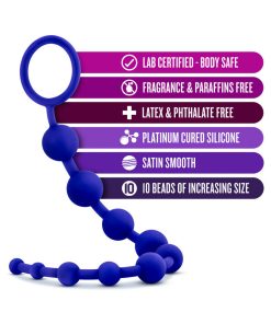 Luxe Silicone 10 Beads For Anal Play Indigo