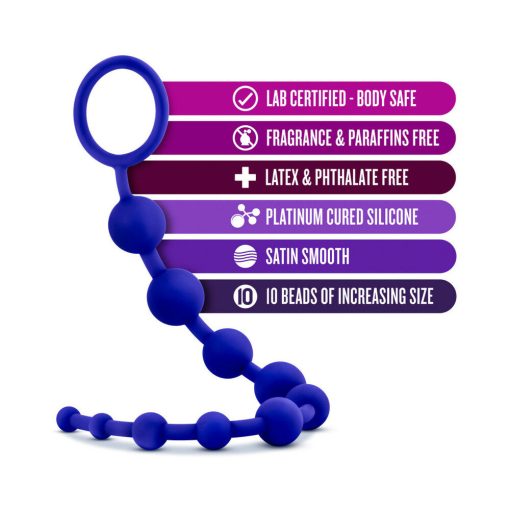 Luxe Silicone 10 Beads For Anal Play Indigo - Image 5