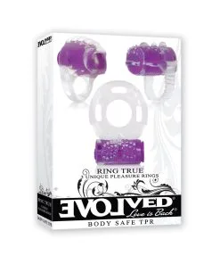 Evolved Ring True 3-Piece Vibrating Ring Set Clear/Purple