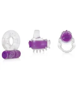 Alternative view of Evolved Ring True 3-Piece Vibrating Ring Set Clear/Purple