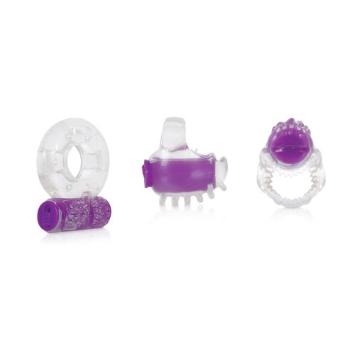 Evolved Ring True 3-Piece Vibrating Ring Set Clear/Purple - Image 2
