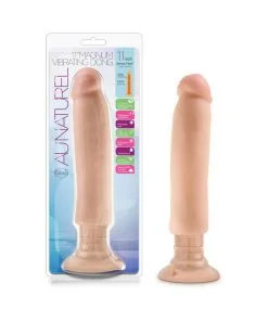 Au Naturel 11 In. Magnum Vibrating Dong Dual Density Dildo Beige