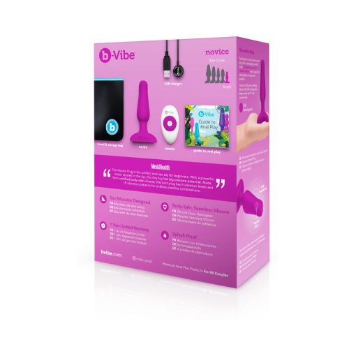 B-Vibe Novice Rechargeable Remote-Controlled Vibrating Silicone Anal Plug Fuchsia - Image 4
