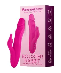 Femmefunn Vortex Booster Rabbit Dual Stimulation Rotating Massager in Pink with G-spot Rotating Silicone
