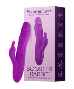 Femmefunn Vortex Booster Rabbit Rechargeable Silicone Dual Stimulation Rotating Vibrator Purple