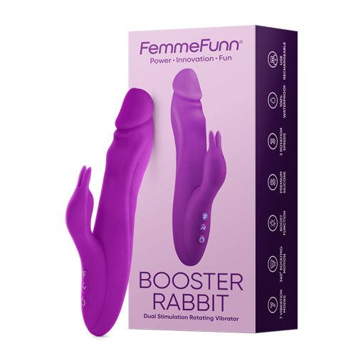 Femmefunn Vortex Booster Rabbit Rechargeable Silicone Dual Stimulation Rotating Vibrator Purple