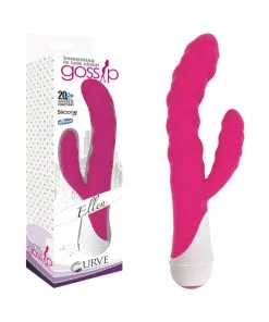 Curve Toys Gossip Ellen Waterproof Textured Silicone Flexible Dual Stimulation Vibrator Magenta