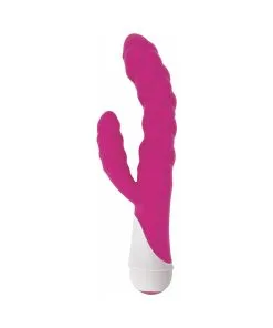 Alternative view of Curve Toys Gossip Ellen Waterproof Textured Silicone Flexible Dual Stimulation Vibrator Magenta