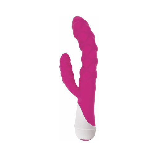 Curve Toys Gossip Ellen Waterproof Textured Silicone Flexible Dual Stimulation Vibrator Magenta - Image 2