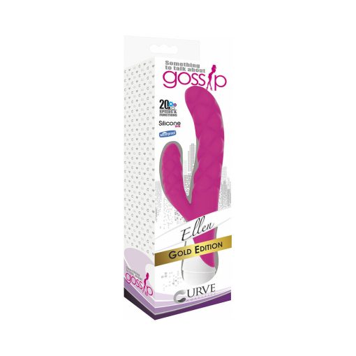 Curve Toys Gossip Ellen Waterproof Textured Silicone Flexible Dual Stimulation Vibrator Magenta - Image 3