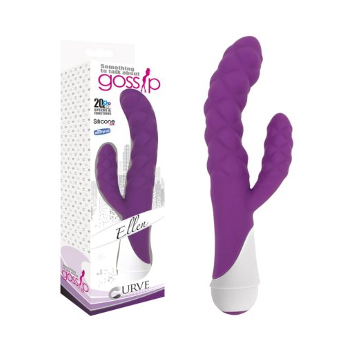 Gossip Ellen – Textured Dual Stimulation Silicone Rabbit Vibrator (Violet)