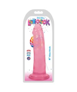 Curve Toys Lollicock Slim Stick 8 In. Dildo With Suction Cup Cherry Ice