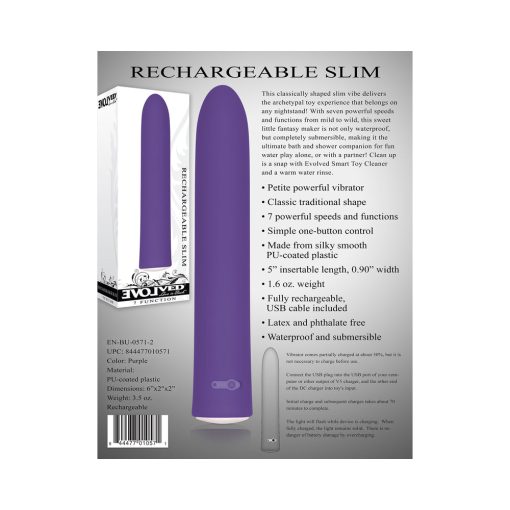 Evolved Rechargeable Sli Mline Vibrator Purple - Image 7