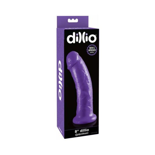 Dillio 8 In. Realistic Dildo With Suction Cup Purple