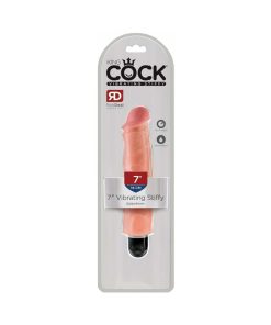 King Cock 7 In. Vibrating Stiffy Realistic Dildo Beige