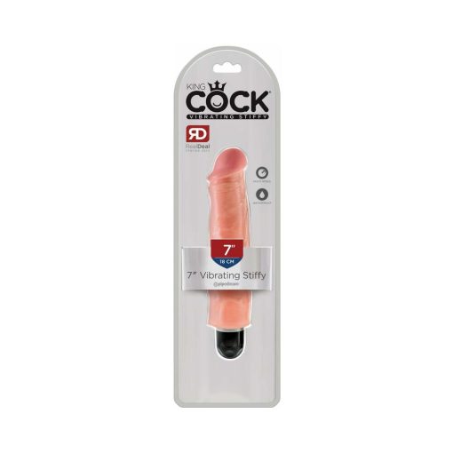 King Cock 7 In. Vibrating Stiffy Realistic Dildo Beige