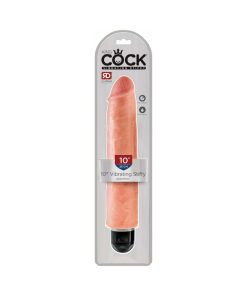King Cock 10 In. Vibrating Stiffy Realistic Dildo Beige