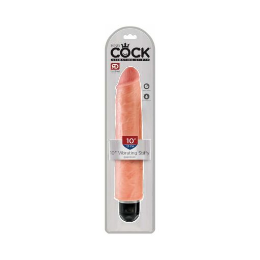 King Cock 10 In. Vibrating Stiffy Realistic Dildo Beige