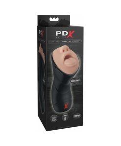 Pdx Elite Deep Throat Vibrating Stroker Beige/Black