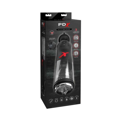 Pdx Elite Deluxe Mega-Bator Rotating Thrusting Masturbator Clear/Black