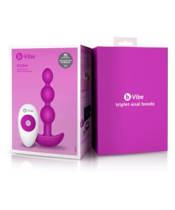 B-Vibe Triplet Rechargeable Remote-Controlled Vibrating Anal Beads Plug Fuchsia