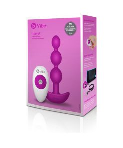 B-Vibe Triplet Rechargeable Remote-Controlled Vibrating Anal Beads Plug Fuchsia