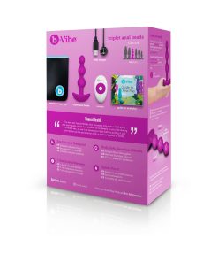 B-Vibe Triplet Rechargeable Remote-Controlled Vibrating Anal Beads Plug Fuchsia