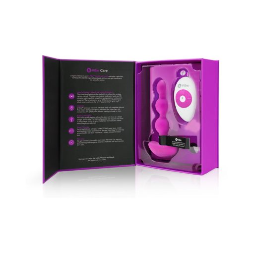 B-Vibe Triplet Rechargeable Remote-Controlled Vibrating Anal Beads Plug Fuchsia - Image 5