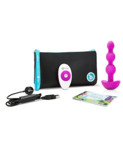 B-Vibe Triplet Rechargeable Remote-Controlled Vibrating Anal Beads Plug Fuchsia