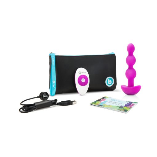 B-Vibe Triplet Rechargeable Remote-Controlled Vibrating Anal Beads Plug Fuchsia - Image 6
