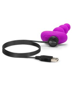 B-Vibe Triplet Rechargeable Remote-Controlled Vibrating Anal Beads Plug Fuchsia