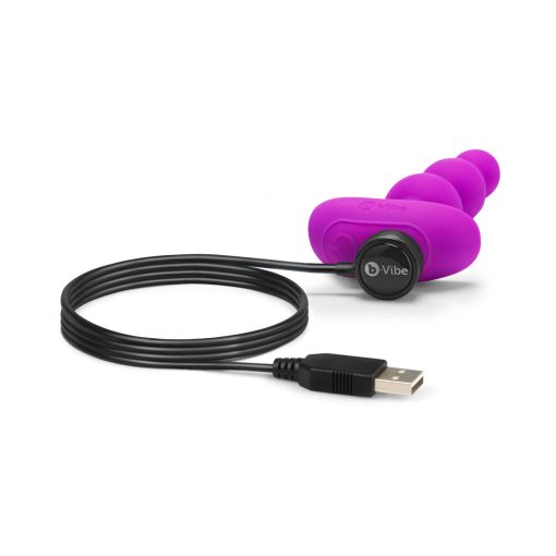 B-Vibe Triplet Rechargeable Remote-Controlled Vibrating Anal Beads Plug Fuchsia - Image 9
