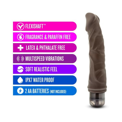 Dr. Skin Vibe 6 Realistic 8.75 In. Vibrating Dildo Brown - Image 6