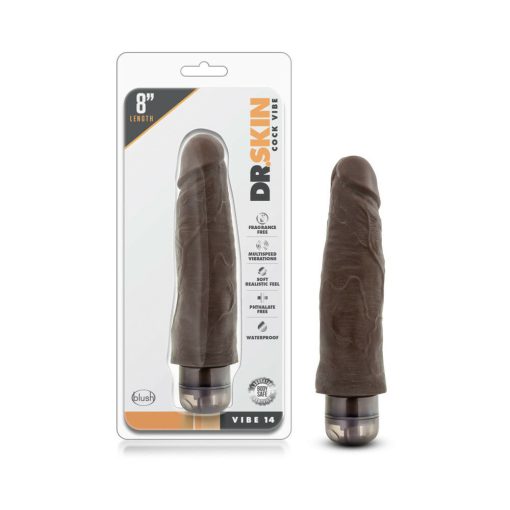 Dr. Skin Vibe 14 Realistic 8 In. Vibrating Dildo Brown