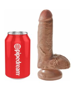 King Cock 7 In. Cock With Balls Realistic Suction Cup Dildo Tan