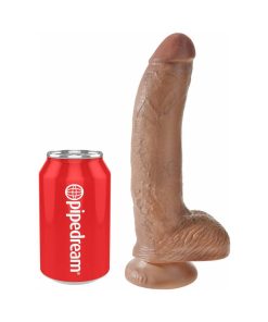 King Cock 9 In. Cock With Balls Realistic Suction Cup Dildo Tan