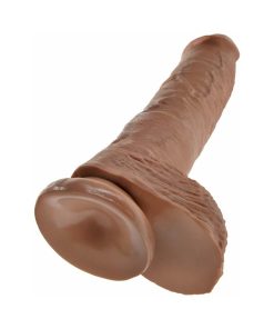 King Cock 10 In. Cock With Balls Realistic Suction Cup Dildo Tan