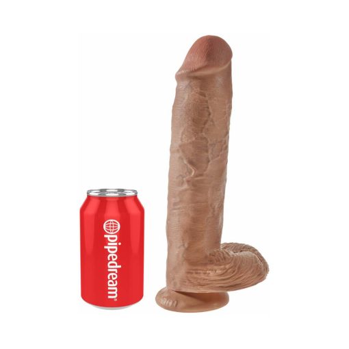 King Cock 11 In. Cock With Balls Realistic Suction Cup Dildo Tan - Image 5